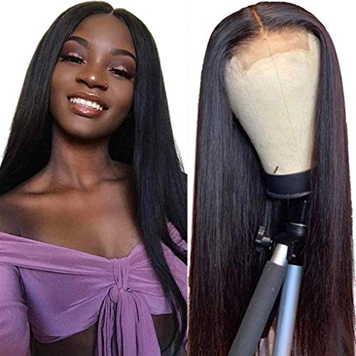 DreamPack 360 Straight Full Lace Frontal Human Hair Wigs Brazilian Pre Plucked Lace Wig Glueless Human Hair Wigs 180% Density for Black Women With Baby Hair (360 Straight 18 inch)