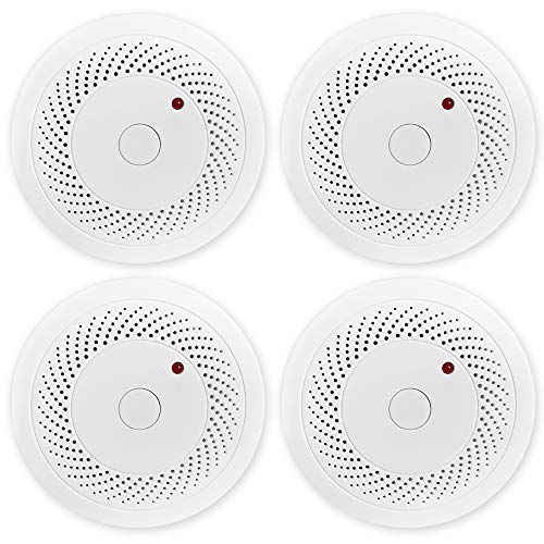 4 Pack Battery Operated Smoke Detector & Fire Alarm with Photoelectric Sensor,Easy to Install with Test Button