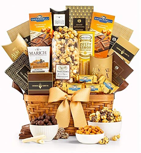 GiftTree As Good As Gold Grand Gourmet Food & Snack Gift Basket | Includes Almond Roca, Toffee Caramel Popcorn, Almond Roca, Peanut Brittle & More | Great Present for Christmas, Birthday, Thank You