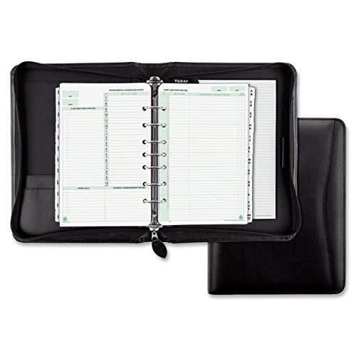 Day-Timer, 41745, Recycled Bonded Leather Starter Set, 5 1/2 x 8 1/2, Black Cover, Sold As 1 Each
