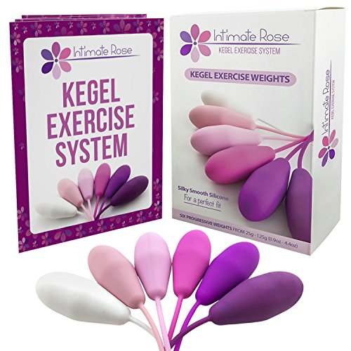 Intimate Rose Kegel Exercise Weights - Doctor Recommended Pelvic Floor Exercises - Set of 6 Premium Silicone Kegel Balls for Tightening & Control with Training Kit for Women: Beginners & Advanced