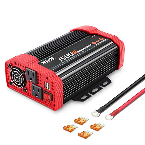 NDDI 1500W Car Power Inverter 12V DC to 110V AC Car Converter Charger Adapter with Dual 3.1A USB Port and AC Outlets Quick Charging