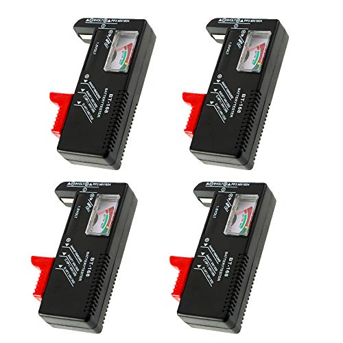 4 Pack Battery Tester, Universal Battery Checker for AA/AAA/C/D / 9V / 1.5V Button Cell Batteries