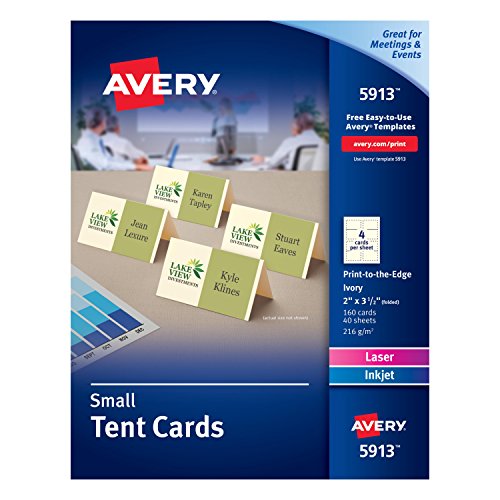 Avery Small Ivory Tent Cards, Laser/Inkjet Printers, 2x3-1/2, Pack of 160 (5913)