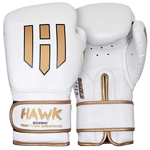 Hawk Boxing Gloves for Men & Women Training Fighting Punching Heavy Bag Mitts UFC MMA Muay Thai Sparring Kickboxing Gloves, White 10oz