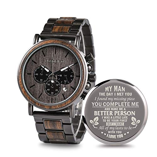 Personalized Wooden Watch Engraved Wood Engrave Groomsmen Gift My Man Wedding Anniversary for Men Personalized Watch