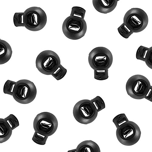 Single Hole Spring Loaded Round Ball Shaped Stop Sliding Cord Fastener Locks Buttons for Camping & Hiking, Shoelace Replacement, Sports, Backpacks (20 Pieces)