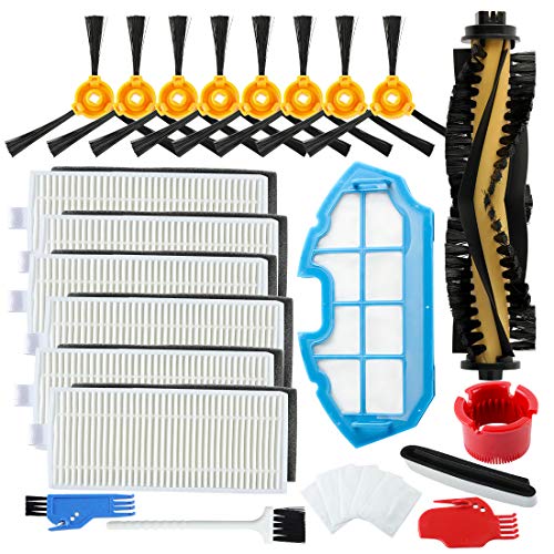 Livtor Replacement Parts Accessories for Ecovacs DEEBOT N79 N79s DN622 500 N79w Robotic Vacuum, 8 Side Brushes+6 Filters+1 Main Brushes+1 Primary Filter+21'' Magnetic Boundary Marker