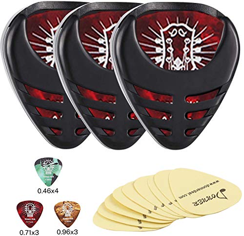 Donner 3 Pack Guitar Pick Holder Mini Sticky Style,10 Pcs Picks of Thin Medium Heavy,9 Pcs 3M Stickers for Acoustic Guitar Electric Guitar Bass Ukulele Banjo