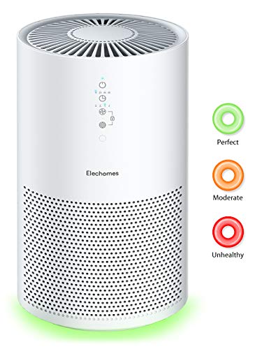 Elechomes EPI236 Pro Series Air Purifier for Large Room with True HEPA Filter, Air Cleaner for Pets, Smokers, Pollen for Bedroom Home Office 280 ft², Smart Air Sensor, Auto Mode, Timer, White