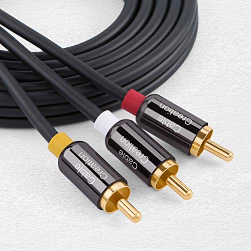 Audio Video RCA Cable,CableCreation 10FT 3RCA to 3RCA Composite AV Cable Compatible with Set-Top Box,Speaker,Amplifier,DVD Player,24K Gold Plated