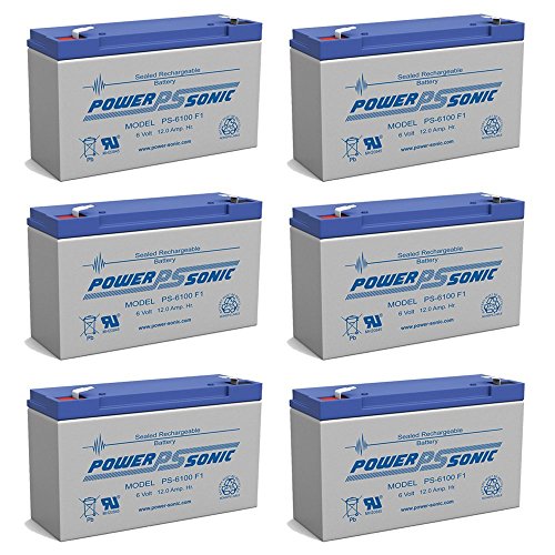 Power Sonic PS-6100 6V 12AH F1 Rechargeable Battery - 6 Pack