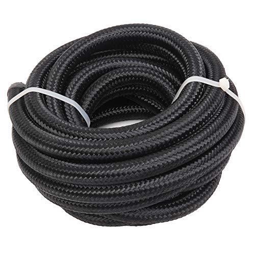 MOOSUN 8AN Nylon Braided Fuel Line Hose 20FT -8AN Stainless Steel Braided for 1/2' Tube Size Black