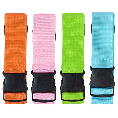 Axgo 4 PCS Luggage Suitcase Belts Travel Accessories Bag Strap, Multicolored, One Size, Orange-Pink-Green-Blue