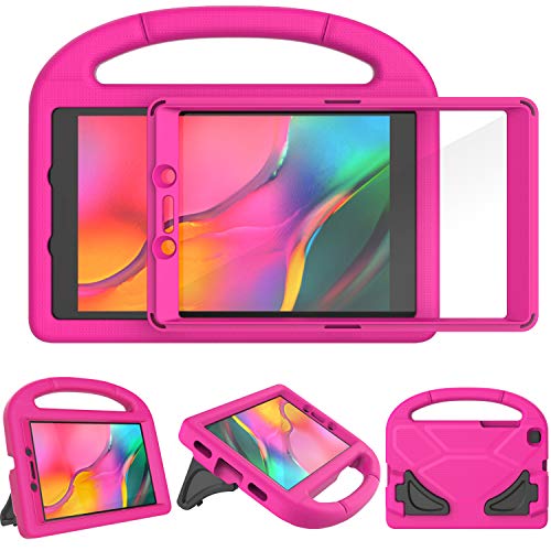 TIRIN Kids Case for Samsung Galaxy Tab A 8.0 2019 Without S Pen Model(SM-T290/SM-T295), Built-in Screen Protector Shockproof Light Weight Handle Stand Case for Galaxy Tab A 8.0 Inch 2019 - Rose