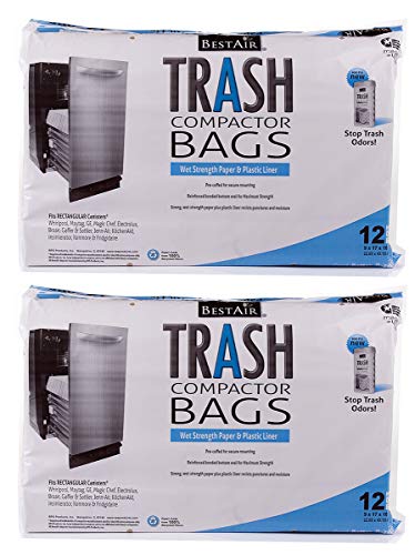 RPS PRODUCTS UENPVYZP BestAir Trash Compactor Bags(16'' D. x 9'' W. x 17'' H), 2 Pack of 12