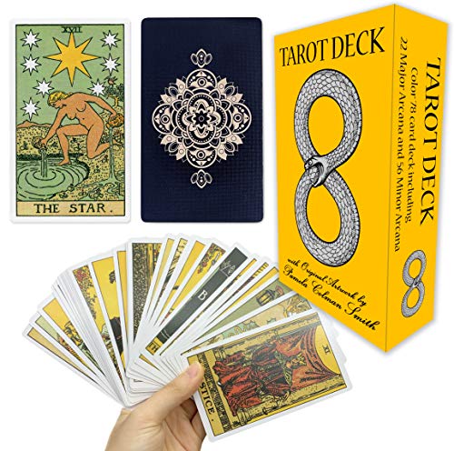 MIRIYAN Classic Tarot Cards Deck with Original Pamela Colman Smith Artwork | This Premium Rider Waite Tarot Deck is a Long Lasting 78 Card Tarot Set for Beginners and Experienced Readers