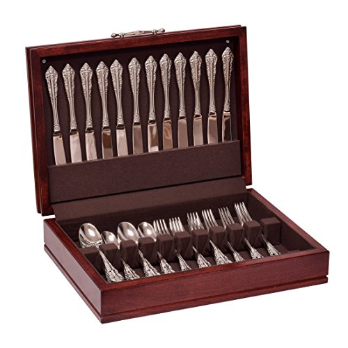 American Chest F00M Traditions Flatware Chest, Solid American Cherry Hardwood with Rich Mahogany Finish & Anti-Tarnish Lining, Multicolor
