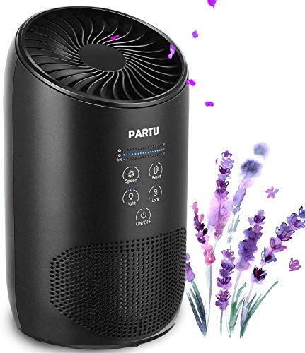 PARTU HEPA Air Purifier - Smoke Air Purifiers for Home with Fragrance Sponge - 100% Ozone Free, Lock Set, Eliminates Smoke, Dust, Pollen, Pet Dander, (Available for California)