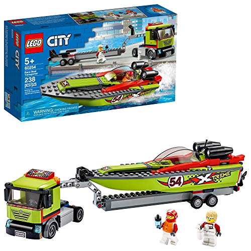 LEGO City Race Boat Transporter 60254 Race Boat Toy, Fun Building Set for Kids, New 2020 (238 Pieces)