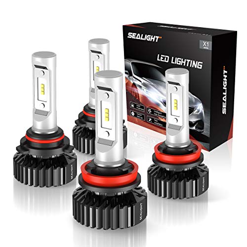 SEALIGHT 9005/HB3 High Beam H11/H9 Low Beam 14000LM LED Headlight Bulbs Combo Package CSP Chips 6000K Cool White