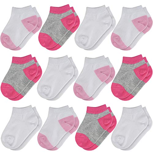 La Volupte 12 Pack Unisex Baby Toddler Kid Cotton Low Cut Sock Anti Slip Grip Ankle Socks