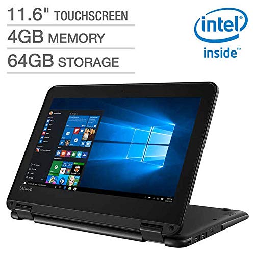2019 New Lenovo 300e Flagship 2-in-1 Business Laptop/Tablet, 11.6' HD IPS Touchscreen, Intel Celeron Quad-Core N3450 up to 2.2GHz, 4GB DDR4, 64GB eMMC, Windows 10 S/Pro, Choose Flash Drive (Renewed)