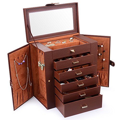 Kendal Huge Leather Jewelry Box/Case/Storage LJC-SHD5BN (Brown)