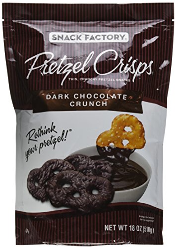 Snack Factory Pretzel Crisps Dark Chocolate Covered Pretzels, Large Bag, 18 Ounce
