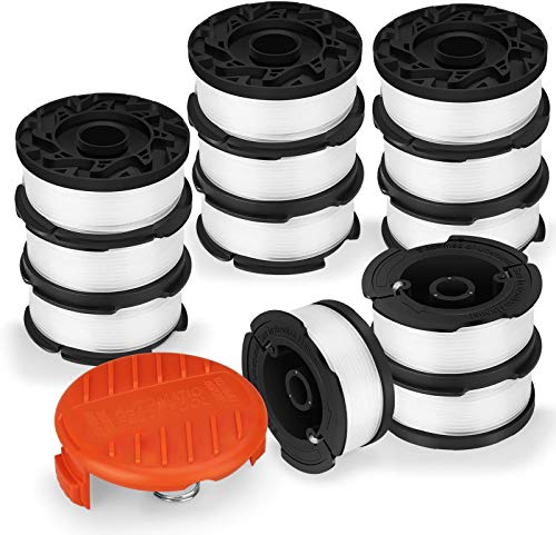 Eventronic Line String Trimmer Replacement Spool, 30ft 0.065' Autofeed Replacement Spools for Black+Decker String Trimmers (12-Line Spool + 1 Cap+1 Spring)