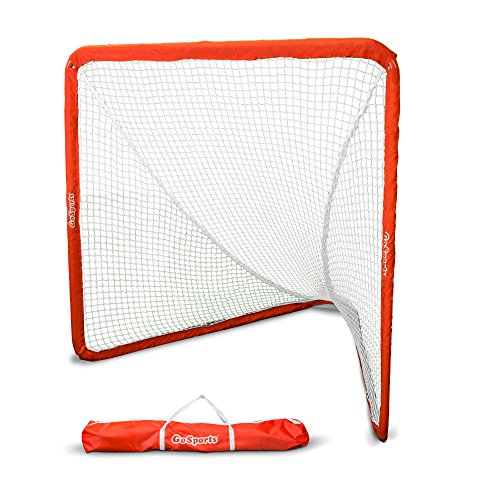 GoSports Regulation 6' x 6' Lacrosse Net with Steel Frame - The Only Truly Portable Lacrosse Goal for Kids and Adults, Backyard Setup in Minutes, Red