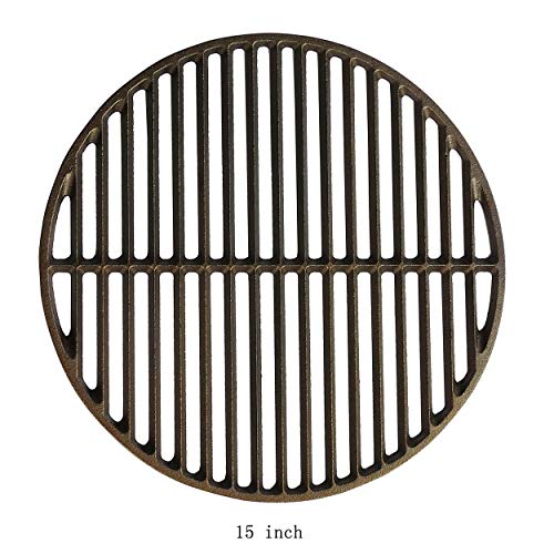 DcYourHome 15' Cast Iron Cooking Grid Grates Big Green Egg Replacement Parts, Round Cooking Grate for Medium Big Green Egg Grill Accessories BBQ Round Grate Accessories