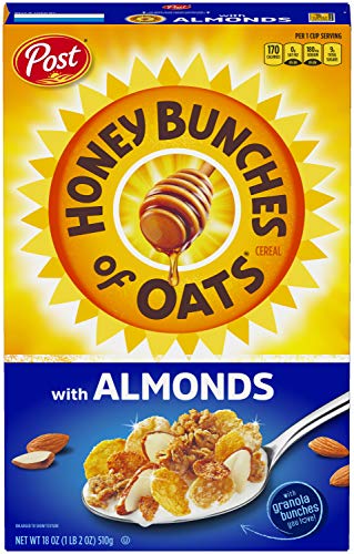 Post Honey Bunches of Oats with Crispy Almonds, Whole Grain, Low Fat Breakfast Cereal 18 oz. Box (Packaging may vary)