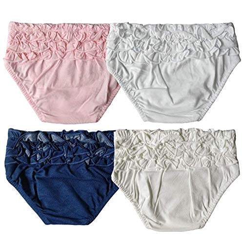Kidds Cute Little Girls Soft Cotton Underwear Toddler Baby Panties Briefs Bloomer Shorts Diaper Cover (Pink, White, Denim Blue, Off-White, 12-18M)