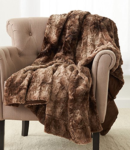 Pinzon Faux Fur Throw Blanket 63' x 87', Alpine Brown