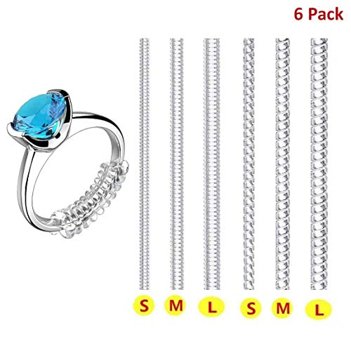 Ring Size Adjuster for Loose Rings Invisible Transparent Silicone Guard Jewelry Tightener Resizer 6 Sizes Fit Almost Any Rings 6 Pack