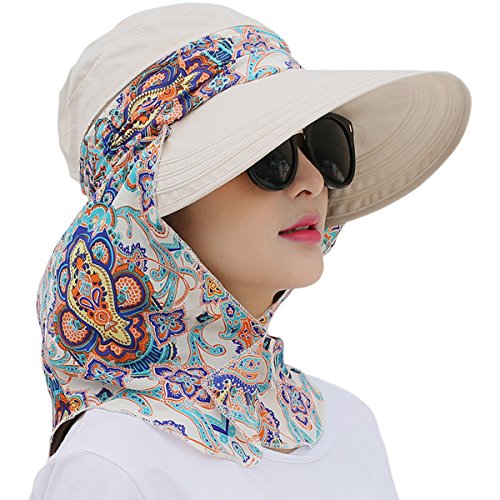 Lanzom Women Lady Wide Brim Cap Visor Hats UV Protection Summer Sun Hats (White) One Size