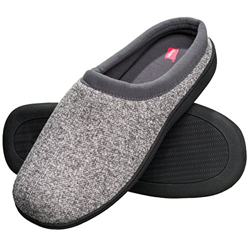 Hanes Men's Memory Foam Indoor Outdoor Clog Slipper Shoe with Fresh IQ, Grey, LG