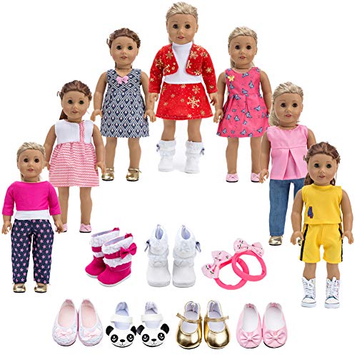 Howona 18 inch Doll Clothes Gift Girls - Include 7 Set Toys Doll Outfits + 2 Pairs Shoes Accessories fit American 18 inch Girl Dolls