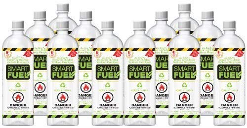 SMART FUEL 12 Liter Pack- Indoor/Outdoor Fireplace Fuel- Ultra Pure Safety Pour Technology- Toxic Free, Planet Friendly, Ethanol for Indoor and Outdoor Burning