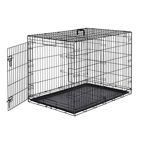 AmazonBasics Single Door Folding Metal Dog or Pet Crate Kennel with Tray, 42 x 28 x 30 Inches