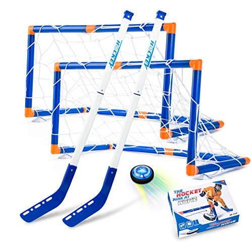 Boys Toys Hover Hockey Set, Hockey Ball Set for Indoor Games, Air Power Training Ball Playing Hockey Game,Hockey Toys for 3 4 5 6 7 8 9 10 11 12 Year Old Boys Girls (Upgrade Rechargeable Set)