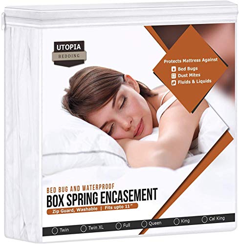 Utopia Bedding Waterproof Box Spring Encasement – Breathable Zippered Cover Mattress Protector - Fits 11 Inches Deep - Bed Bug Proof (King Cal)