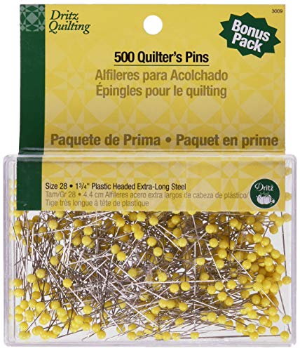 Dritz 3009 Quilting Pins, 1-3/4-Inch, Yellow (500-Count)