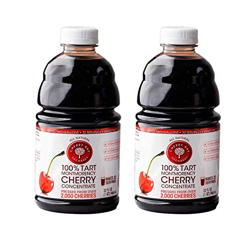 Cherry Bay Orchards Tart Cherry Concentrate - All Natural Juice to Promote Healthy Sleep, 32oz Bottle (Case of 2) - Gluten Free, Natural Antioxidants, No Added Sugar or Preservatives