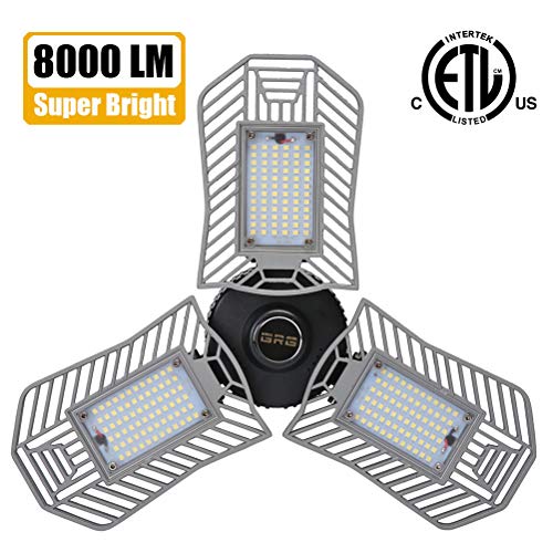 Garage Lights, 80W 8000 Lumens LED Garage Light, Deformable Garage Ceiling Lighting, High Brightness Shop Light for Garage, Basement, Workshop, LED High Bay Light Bulb.