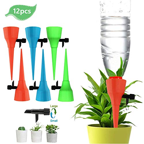 ULTRATOP Plant Self Watering Spikes Devices | Automatic Irrigation Equipment Plant Waterer with Slow Release Control Valves | Plant Self-Watering Drippers Suitable for All Bottles - 12 Pcs