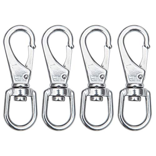 SHONAN Stainless Steel Swivel Eye Snap Hook- 4-Pack (3-1/2 inch) Flag Pole Clips, Scuba Diving Clips Spring Hooks for Dog leashes, Keychains, Boat Anchor Ropes, Bird Feeders, Pet Chains