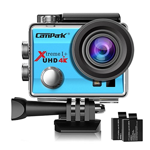 Campark ACT74 Action Camera 4K WiFi Waterproof Sports Camera 170 Degree Ultra Wide Angle Lens with 2 Pcs Rechargeable Batteries and Helmet Accessories Kits(Blue)