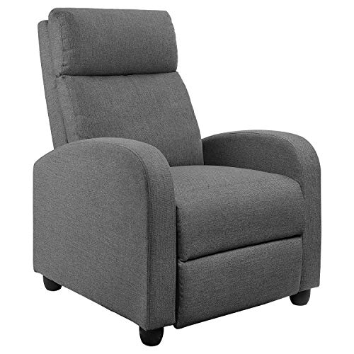 JUMMICO Fabric Recliner Chair Adjustable Home Theater Single Massage Recliner Sofa Furniture with Thick Seat Cushion and Backrest Modern Living Room Recliners (Grey)